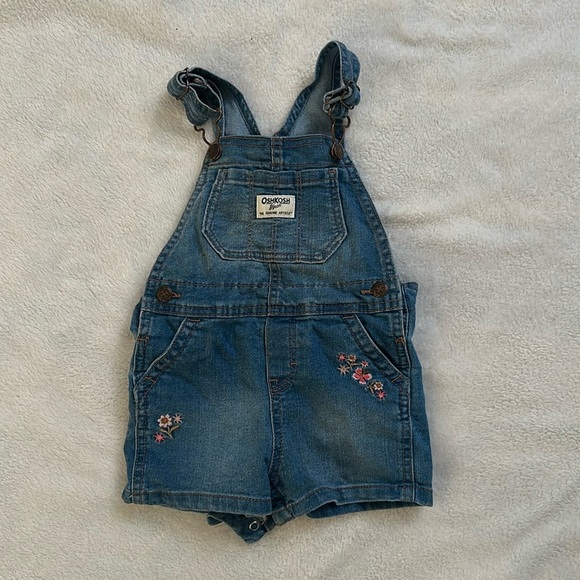 OshKosh B'gosh Other - 18M OshKosh B'gosh Floral Embroidered Denim Overalls